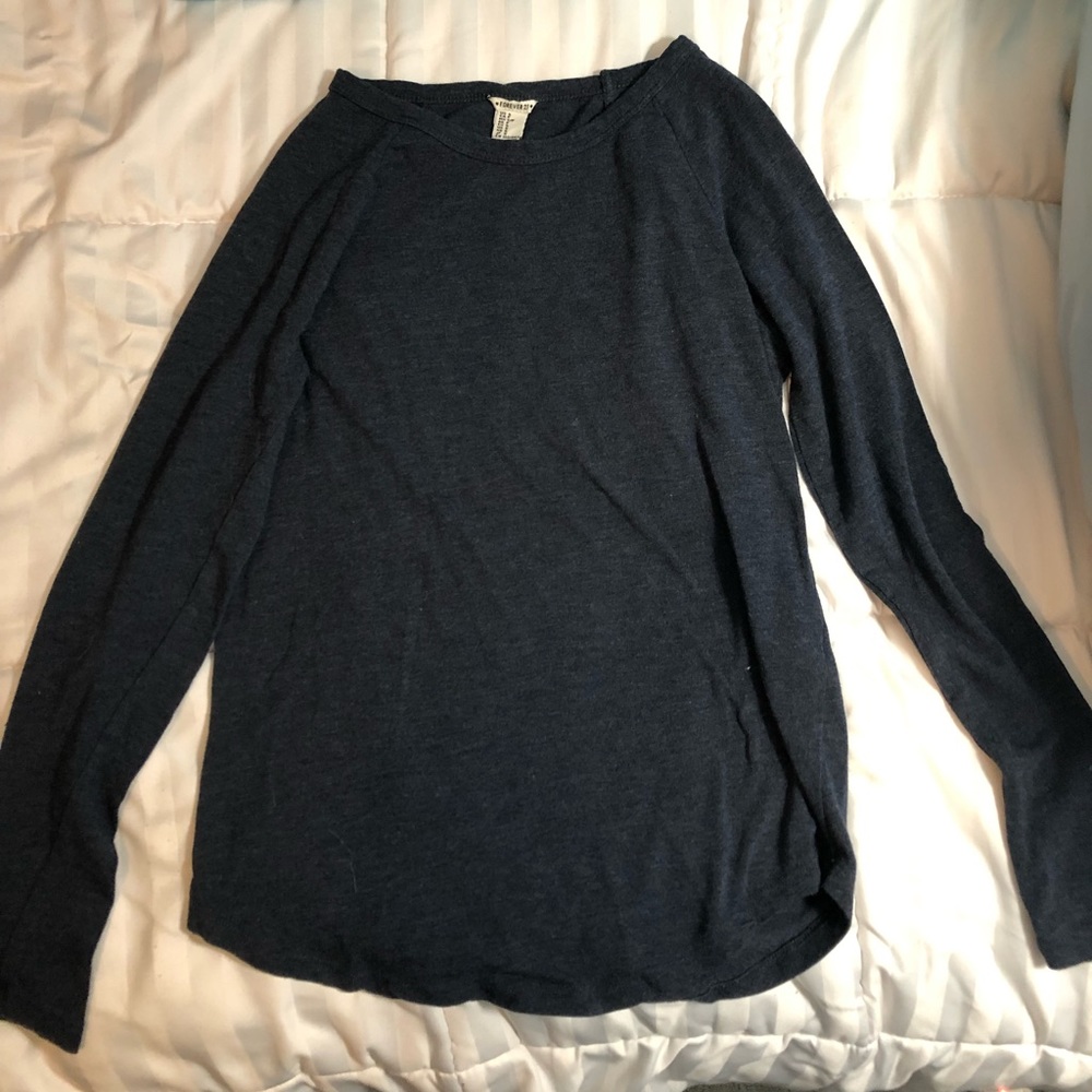 Blue cotton long sleeve basic